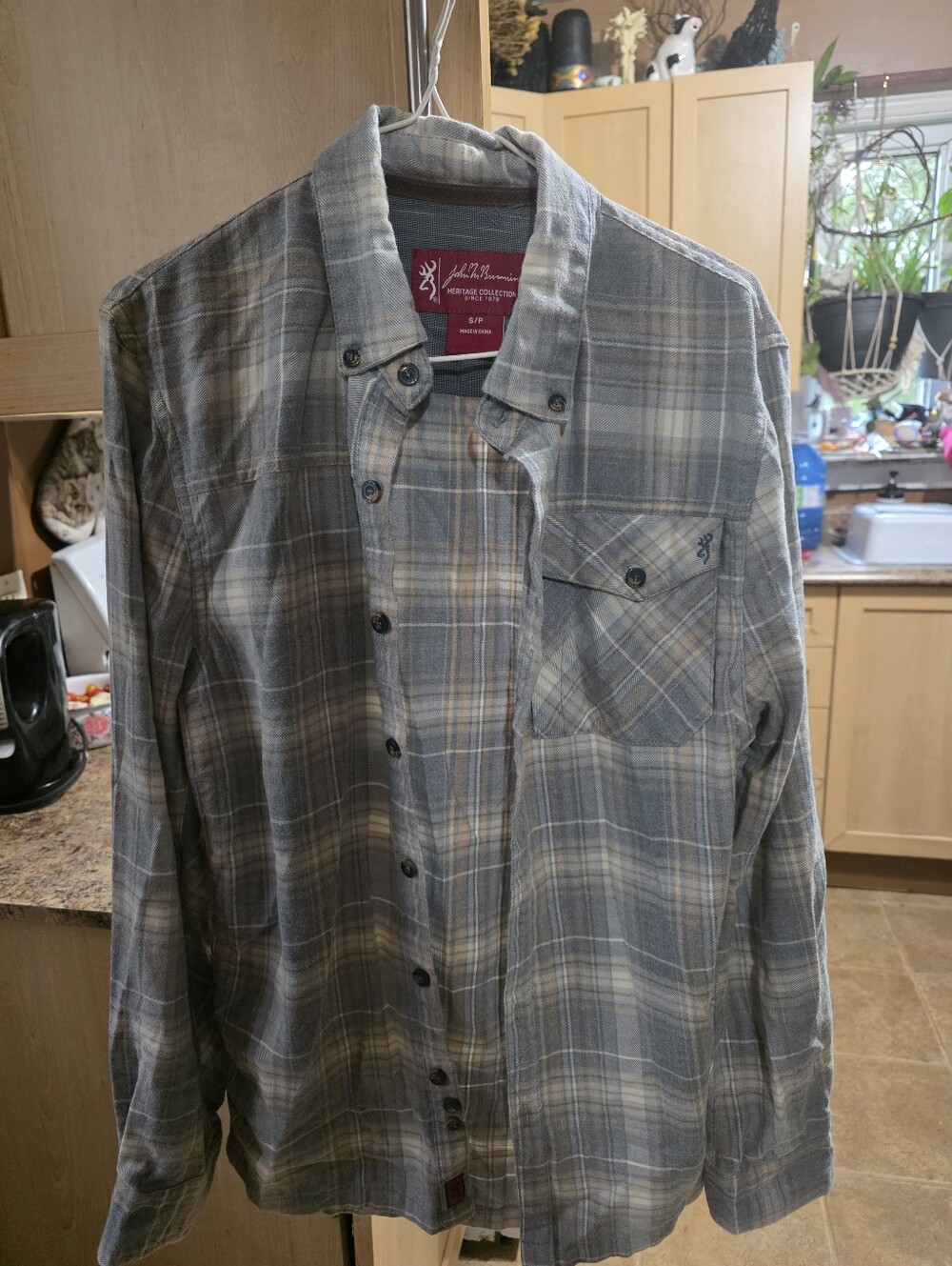 Browning Blue and Gray Plaid Button-Up Shirt